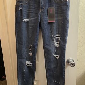 NOBO Ripped High Waist Skinny Jeans in Deep Blue Size 13